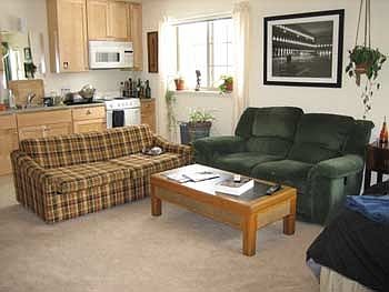 kitchen and living/dining area