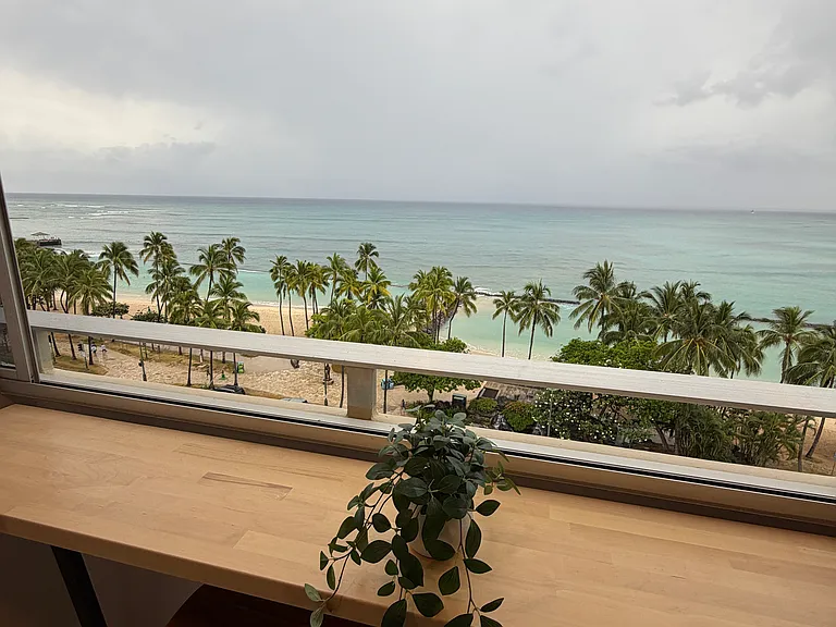 Views of Waikiki beach from living room