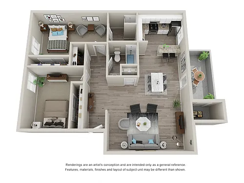 Floor plan B2: 2 Bed 2 Bath