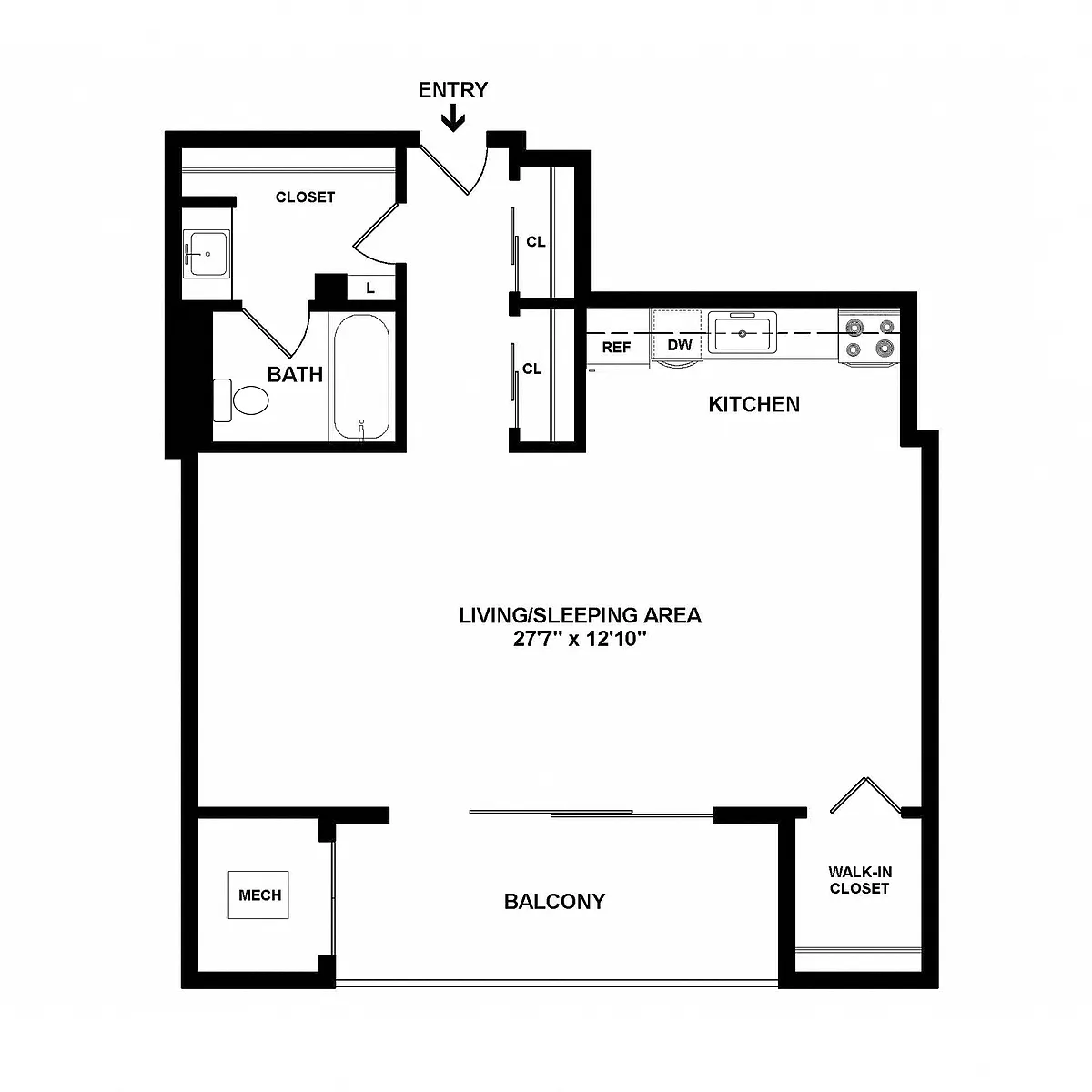 Floor plan Studio - Midrise