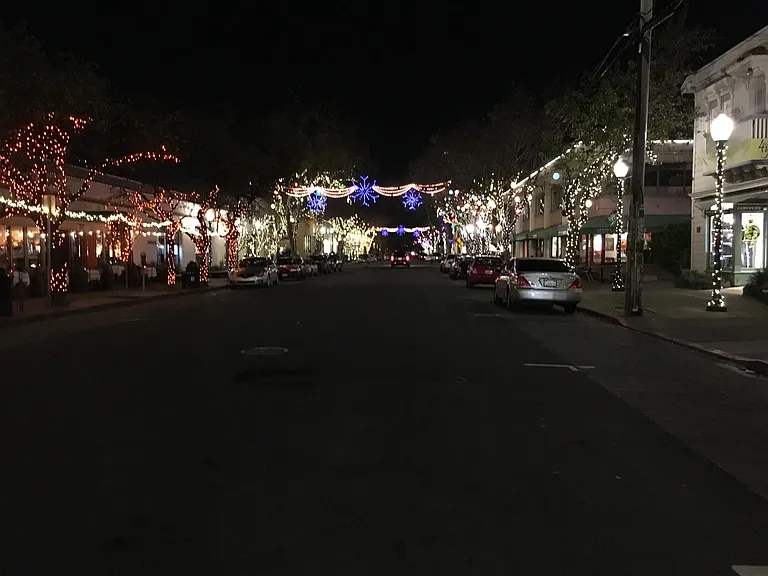 Christmas scene on 4th Street Shopping District