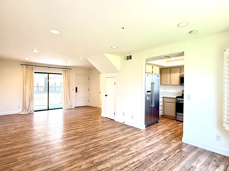 living area and kitchen entry
