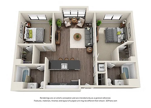 Floor plan TWO BEDROOM | TWO BATH B4.2