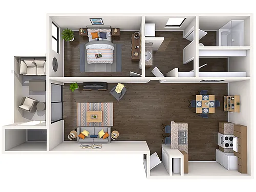 Floor plan 1 Bedroom - 1 Bath Upstairs