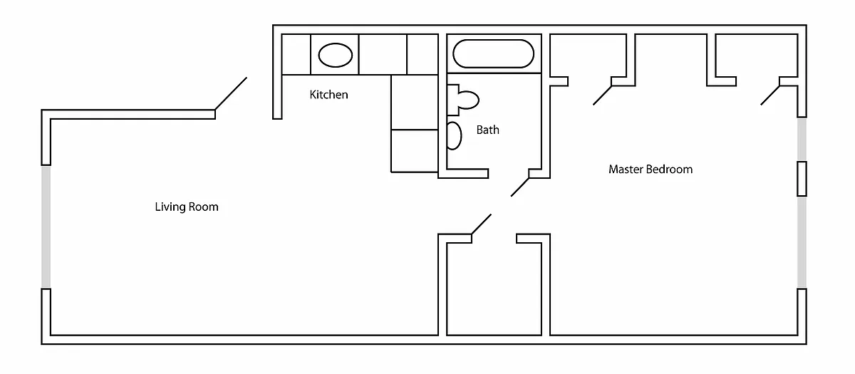 Floor plan 1 Bed x 1 Bath