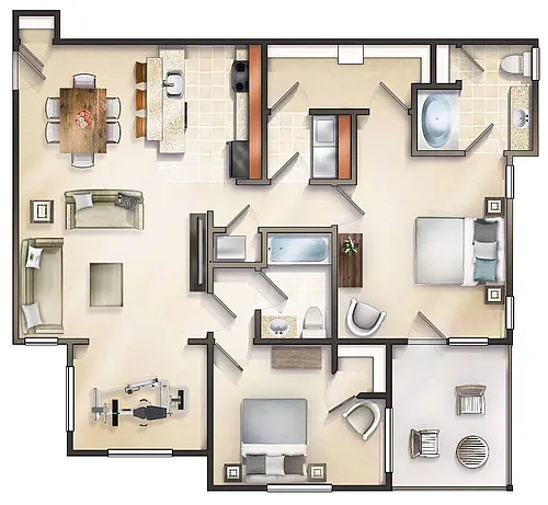 Floor plan The Belvedere with Sunroom and