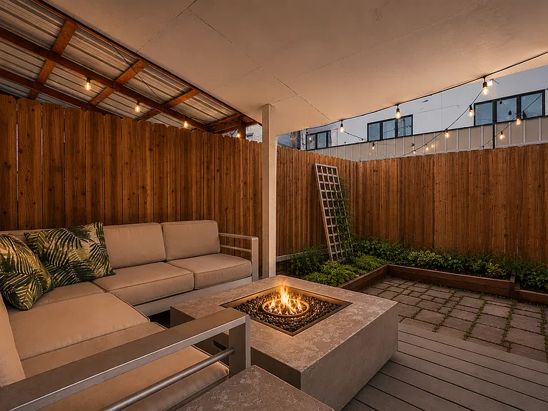 Private fenced yard with fire pit & outdoor seating included.