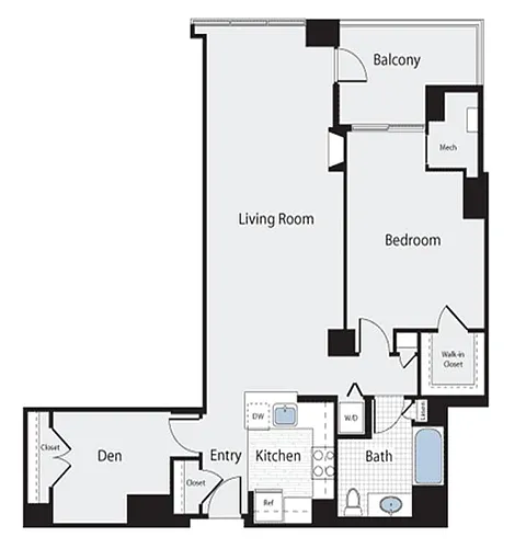 Floor plan 1 Bed/1 Bath - aad5
