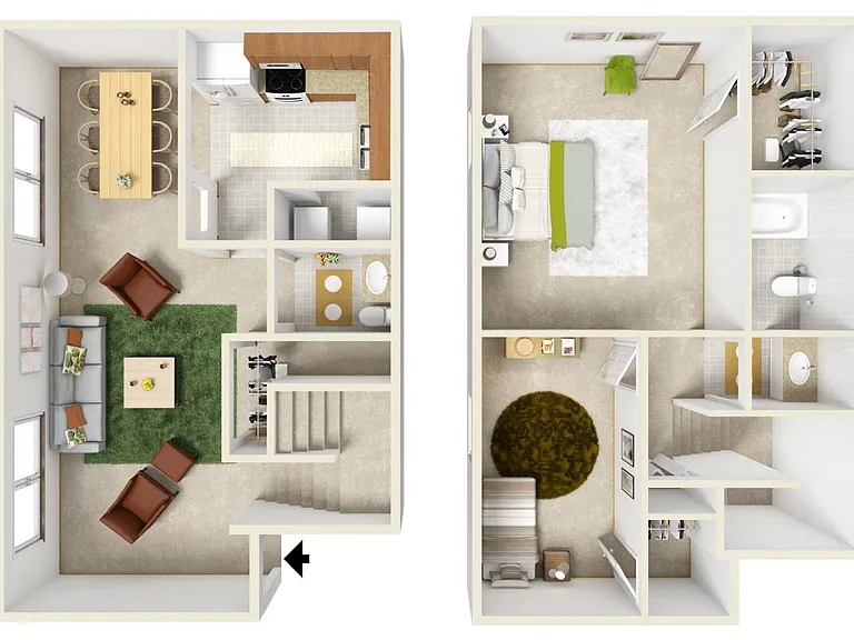 Townhouse Floor Plan (1100 sq./ft.)