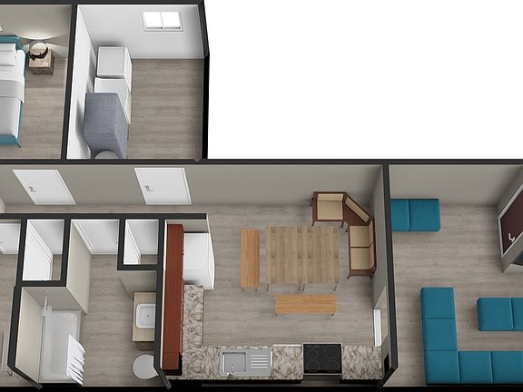 Downstairs. Should be used as a guide for a feel of the place, some details might not be exact (we have more dining seating for example).