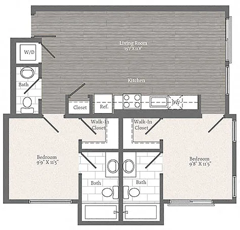Floor plan Tunlaw 2 BD 2.5 BA