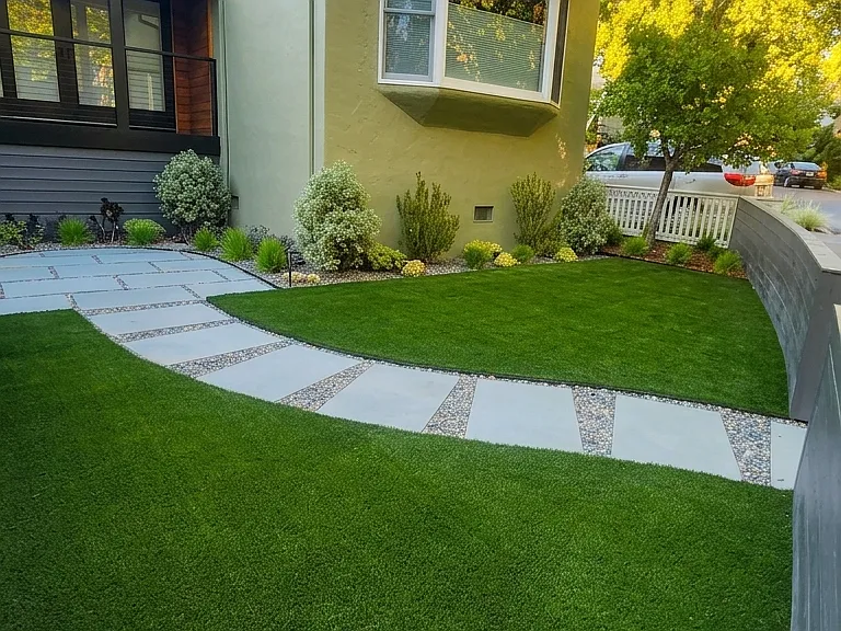 Front yard new turf, walkway and landscaping