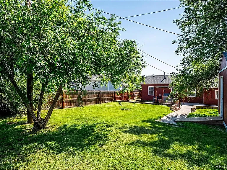 Backyard with pergola and shed