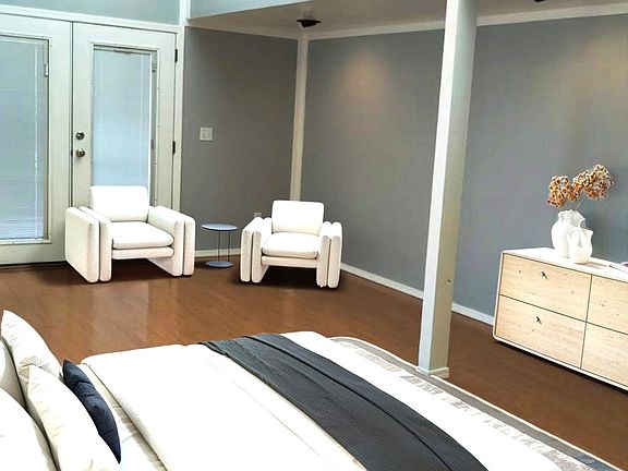 extra large master suite staged