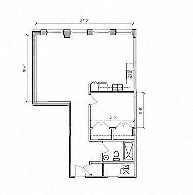 Floor plan TORI - 1 Bed 1 Bath 18-S