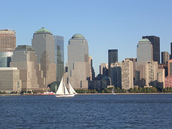 View of NYC from waterfront.