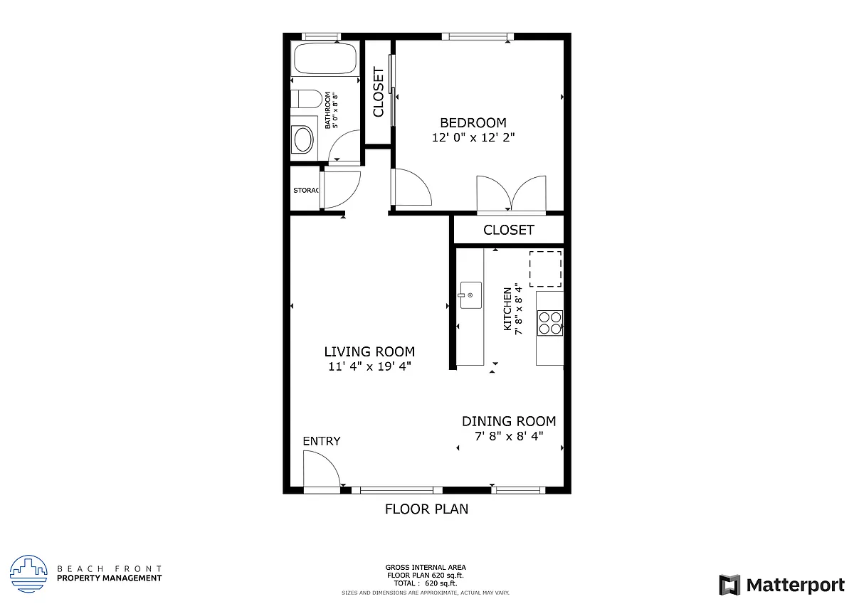 Floor plan 1 Bed 1 Bath Large