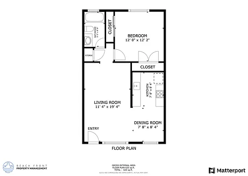 Floor plan 1 Bed 1 Bath Large