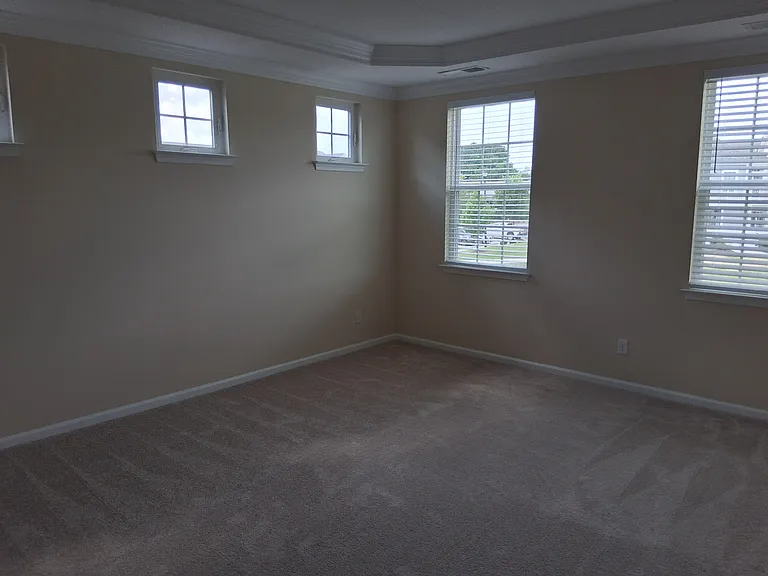 Primary bedroom with park view.