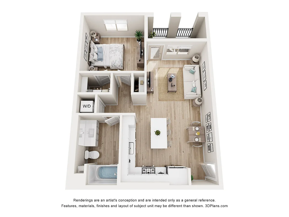 Floor plan 1 BD, 1 BTH A1