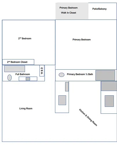 Floor plan 2 Bedroom / 2.0 Bath