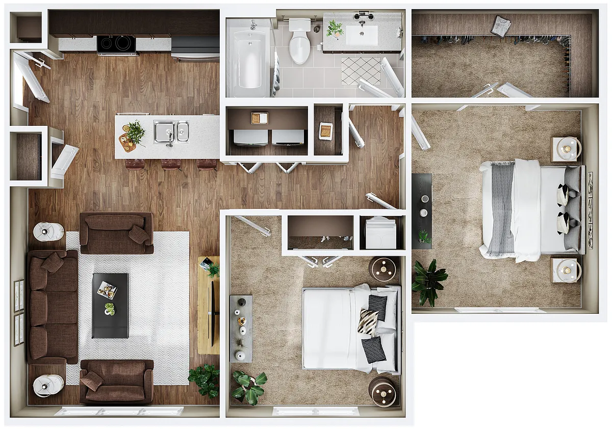 Floor plan 2BR/1BA - B1