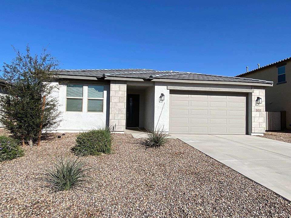 36717 N. Bristlecone--4 BR/3 BA plus Great Room, Bonus Room, Split Main BR and BR 2, Chef's Kitchen & inside Laundry. 3-Car Tandem Garage w/ 4 Slab spots. New 2021 Build with tile-plank floors, upgraded lighting and desert landscaping.