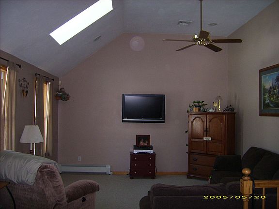 Cathedral Ceiling Living Room with Skylight