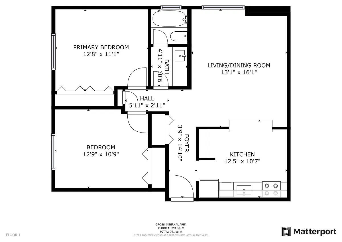 Floor plan 2 Bed 1 Bath