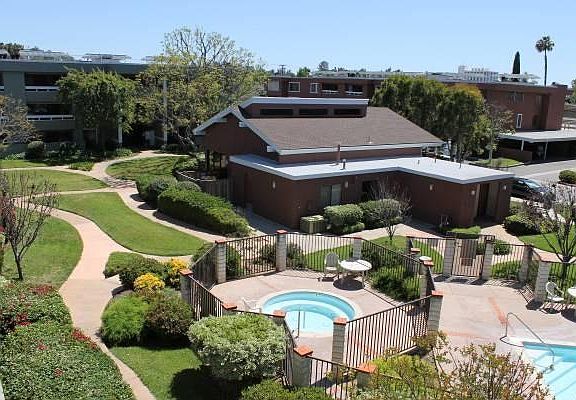 Top view of the club house and spa