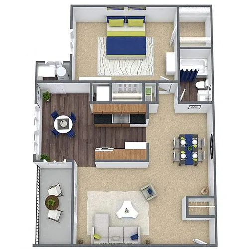Floor plan A1: 1 Bed 1 Bath