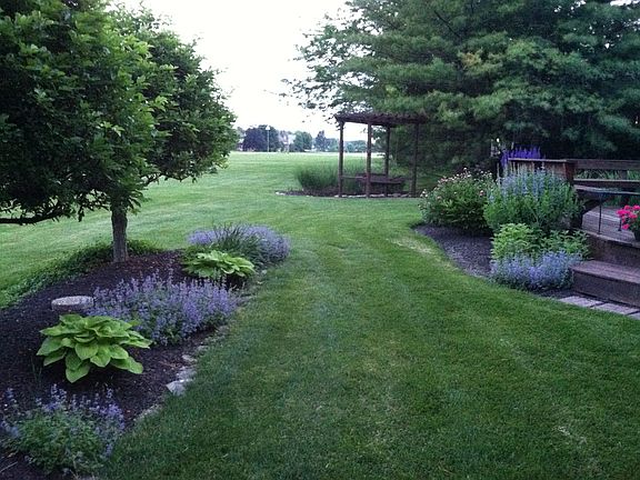 finely manicured backyard