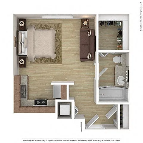Floor plan Studio 1 Bath S1