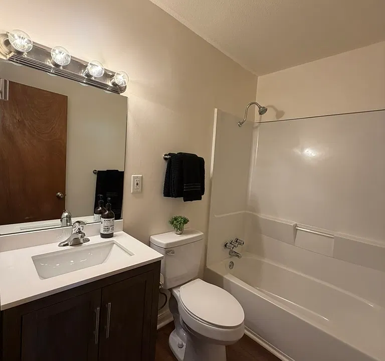 Updated bathroom with Great lighting