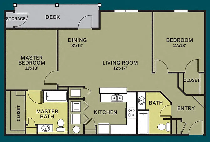Floor plan 2 Bdrm 2 Bath - Renovated