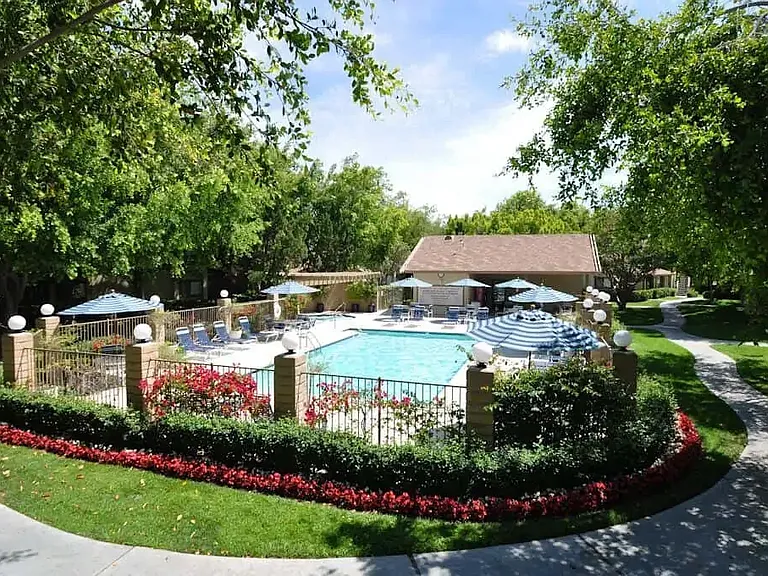 Foxwood's iconic pool, spa and sundeck.