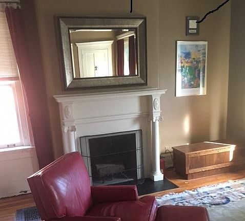 Large livingroom with fireplace.
