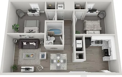 Floor plan 2 bed 1 bath flat B