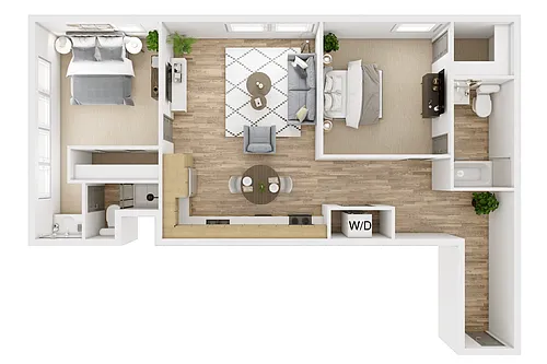 Floor plan 2 Bed, 2 Bath