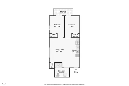 Floor plan 2 Bed 1 Bath C