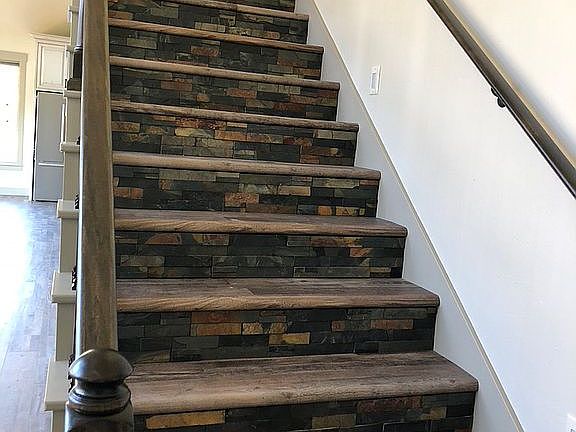 Slate inlay on stairs
