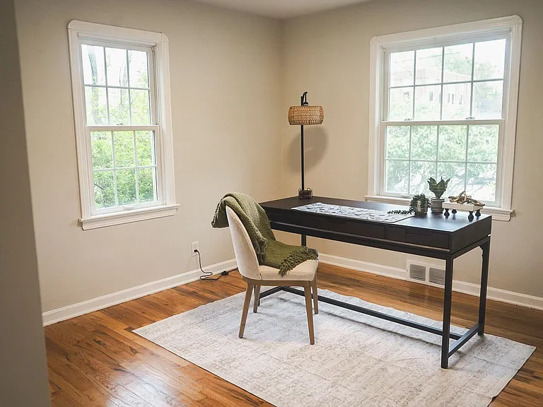 Bedroom 1 located on the first floor has hard woods, 2 windows and a standard closet.