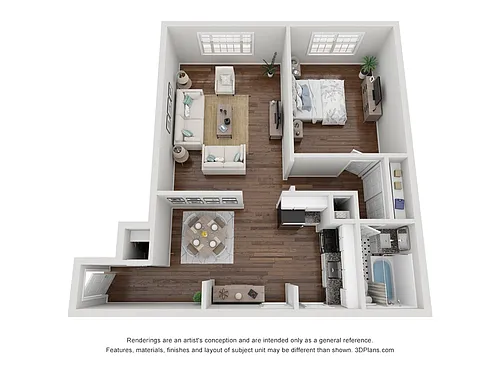 Floor plan 1-Bedroom 1-Bathroom | 813 sqft