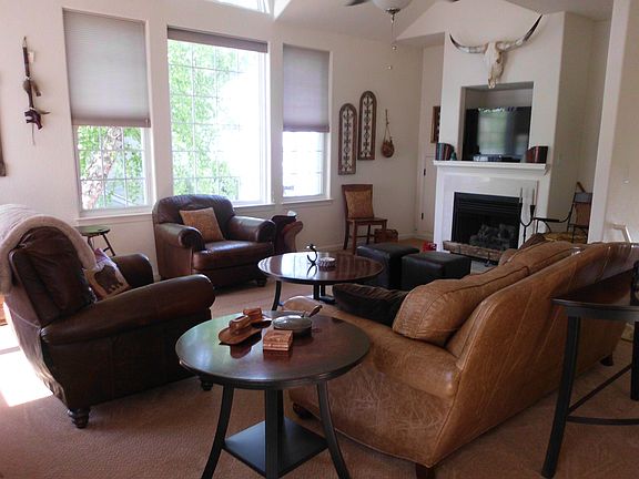Family room gas fireplace five windows