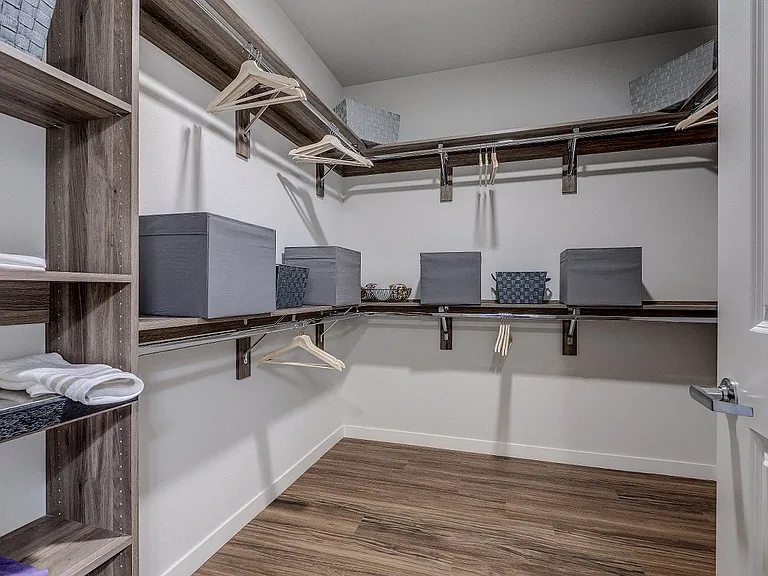 All Lux apartment homes have an extra-large walk-in closet in the main bedroom, with custom, built-in shelving a fashion lover's dream!