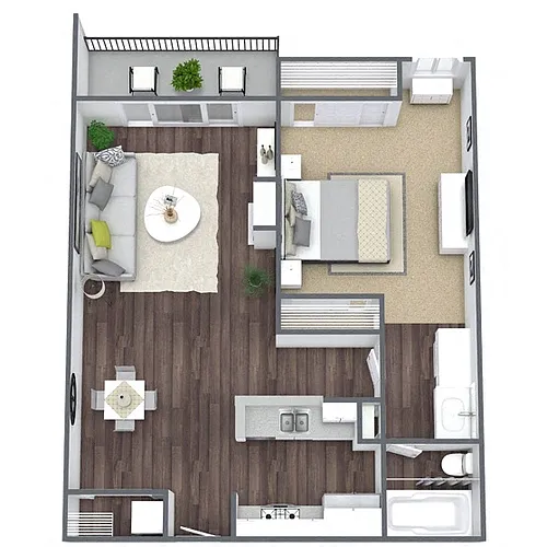 Floor plan A1: 1 Bed 1 Bath