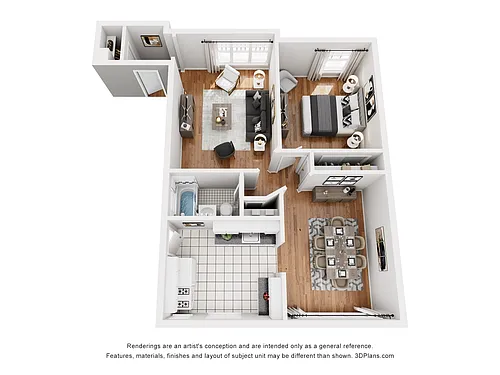 Floor plan One Bedroom One Bath - II