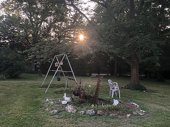 Flower garden in backyard