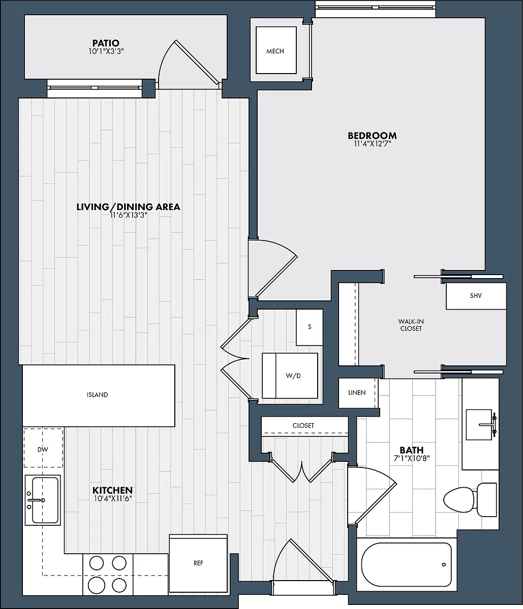 Floor plan 1 Bed/1 Bath-A4