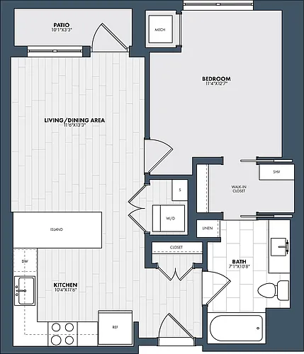 Floor plan 1 Bed/1 Bath-A4